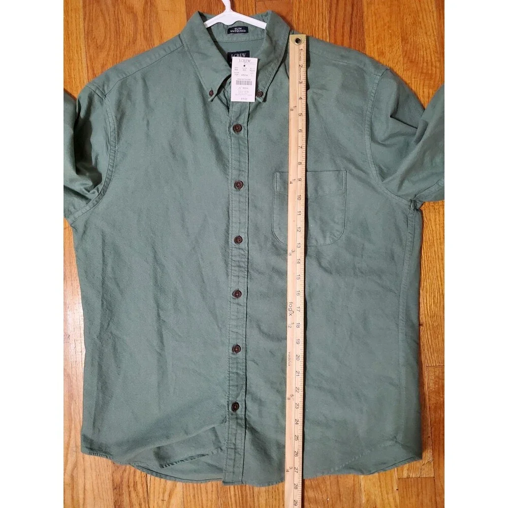 J.Crew Mens Shirt Slim Untucked Garment Dye Cotton Button Down Green Size Large